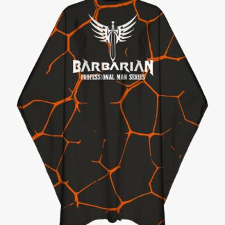 BARBARIAN BARBER CAPE WITH THUNDER STRIKE ORANGE PATTERN