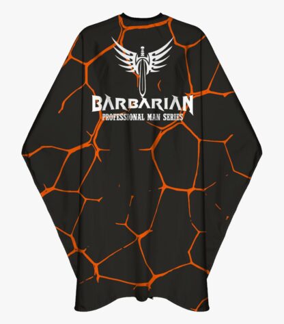 BARBARIAN BARBER CAPE WITH THUNDER STRIKE ORANGE PATTERN