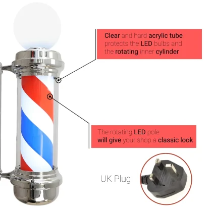 Gabri Classic Barber Pole Light with Open Sign 85cm: Iconic & Eye-Catching - Image 10
