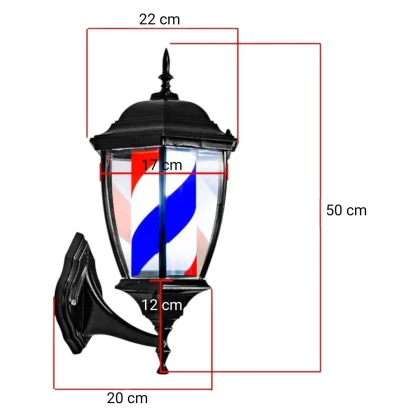 Gabri Lantern Barber Pole Light (Black, Red White Blue Stripes) 50cm - Image 6