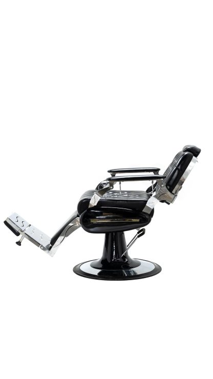Classic Black Silver Reclining Hydraulic Barber Chair: Vintage Style Heavy Duty Salon Equipment - Image 4