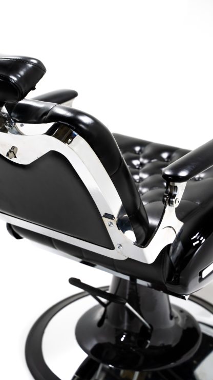 Classic Black Silver Reclining Hydraulic Barber Chair: Vintage Style Heavy Duty Salon Equipment - Image 8