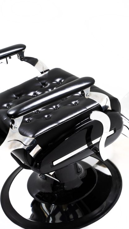 Classic Black Silver Reclining Hydraulic Barber Chair: Vintage Style Heavy Duty Salon Equipment - Image 6